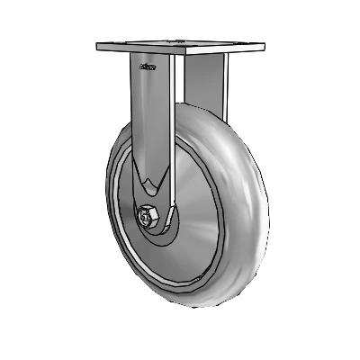 4 Series Kingpinless Casters Top Plate Rigid Caster with 8 x 2 Performa Rubber (Round/Grey) wheel