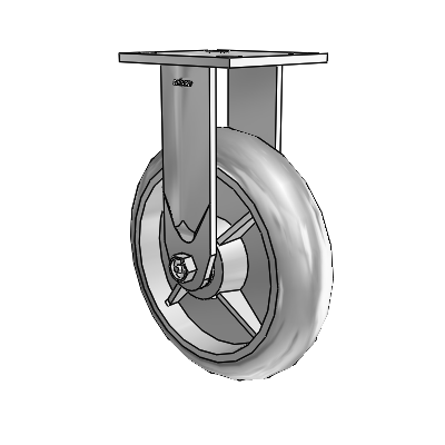 4 Series Kingpinless Casters Top Plate Rigid Caster with 8 x 2 Performa Rubber (Round/Grey) wheel