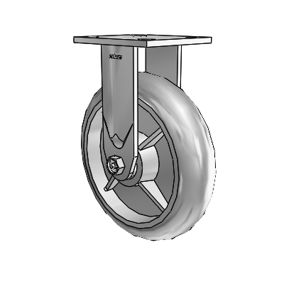 4 Series 2 Inch Wide Casters Top Plate Rigid Caster with 8 x 2 Performa Rubber (Round/Grey) Wheel