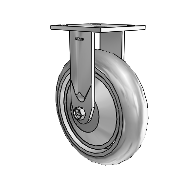 4 Series 2 Inch Wide Casters Top Plate Rigid Caster with 8 x 2 Performa Rubber (Round/Grey) Wheel