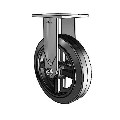 4 Series Kingpinless Casters Top Plate Rigid Caster with 8 x 2 MR - Moldon Rubber (Cast Iron Core) wheel
