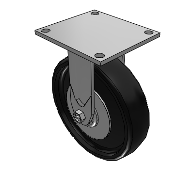 4 Series 2 Inch Wide Casters Top Plate Rigid with 8 x 2 Endura Solid Elastomer Wheel