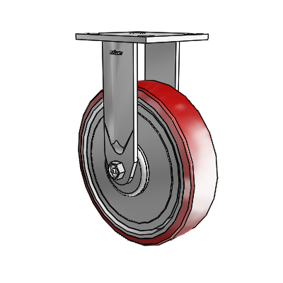 4 Series Kingpinless Casters Top Plate Rigid Caster with 8 x 2 Moldon Polyurethane (Aluminum Core) wheel