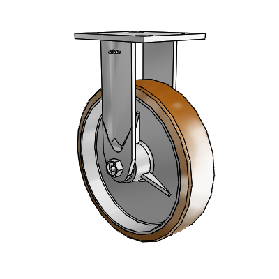 4 Series Kingpinless Casters Top Plate Rigid Caster with 8 x 2 Moldon Nylon (Aluminum Core) wheel