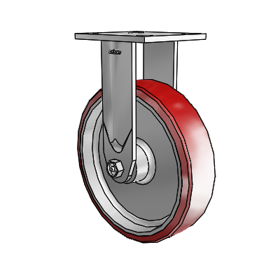4 Series Kingpinless Casters Top Plate Rigid Caster with 8 x 2 Moldon Polyurethane (Aluminum Core) wheel