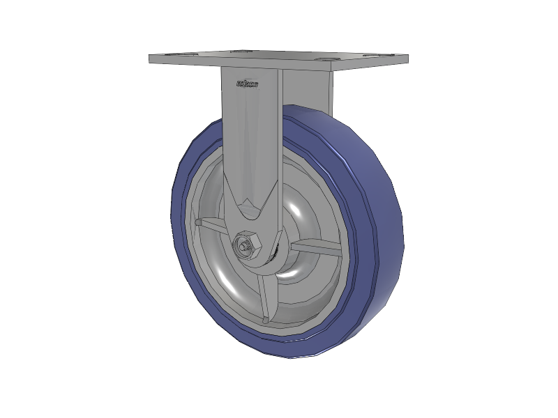 4 Series 2 Inch Wide Casters Top Plate Rigid with 8 x 2 HydroTech (Flat) Wheel
