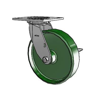 4 Series 2 Inch Wide Top Plate Swivel Caster with 8 x 2 Cast Iron Wheel and Side Lock Brake