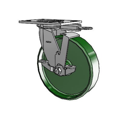 4 Series 2 Inch Wide Top Plate Swivel Caster with 8 x 2 Cast Iron Wheel and Top Lock Brake
