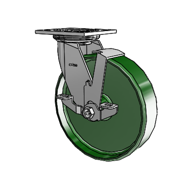 4 Series 2 Inch Wide Top Plate Swivel Caster with 8 x 2 Cast Iron Wheel and Top Lock Brake