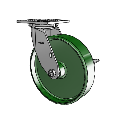 4 Series 2 Inch Wide Top Plate Swivel Caster with 8 x 2 Cast Iron Wheel and Side Lock Brake