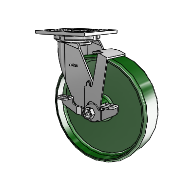 4 Series 2 Inch Wide Top Plate Swivel Caster with 8 x 2 Cast Iron Wheel and Top Lock Brake