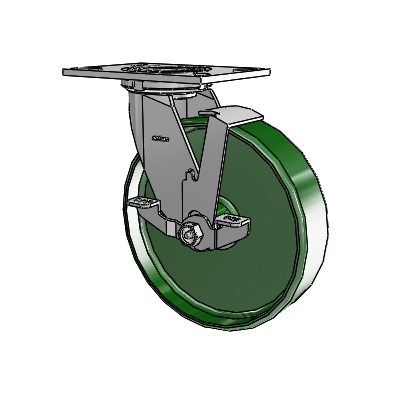 4 Series 2 Inch Wide Top Plate Swivel Caster with 8 x 2 Cast Iron Wheel and Top Lock Brake