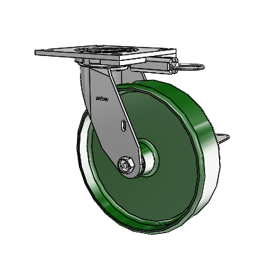 4 Series 2 Inch Wide Top Plate Swivel Caster with 8 x 2 Cast Iron Wheel and Side Lock Brake