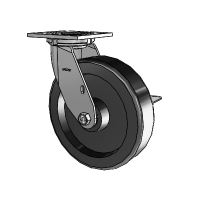 4 Series 2 Inch Wide Top Plate Swivel Caster with 8 x 2 Phenolic Wheel and Side Lock Brake