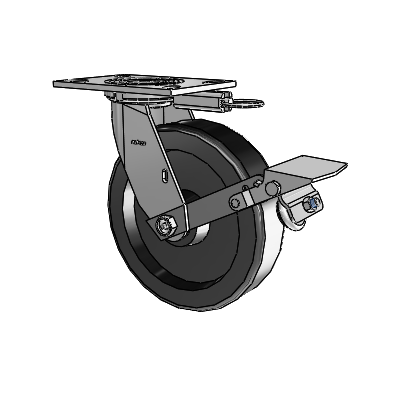 4 Series 2 Inch Wide Top Plate Swivel Caster with 8 x 2 Phenolic Wheel and Tread Lock Brake