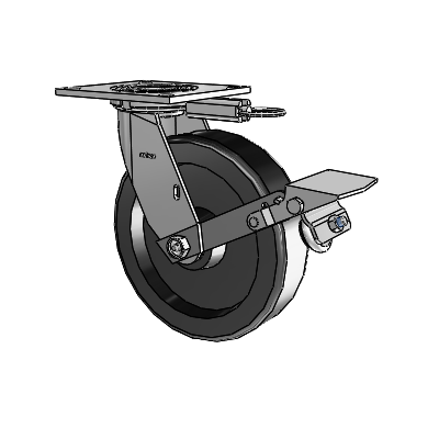 4 Series 2 Inch Wide Top Plate Swivel Caster with 8 x 2 Phenolic Wheel and Tread Lock Brake