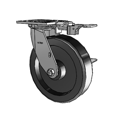 4 Series 2 Inch Wide Top Plate Swivel Caster with 8 x 2 Phenolic Wheel and Side Lock Brake