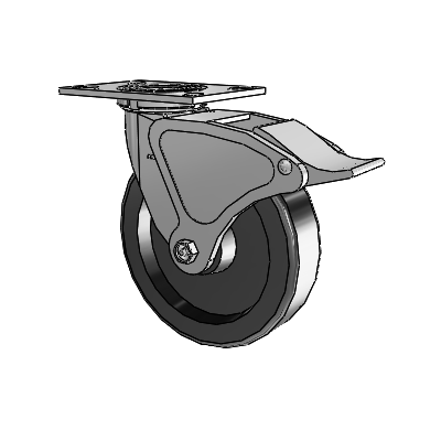4 Series 2 Inch Wide Top Plate Swivel Caster with 8 x 2 Phenolic Wheel and Total Lock Brake
