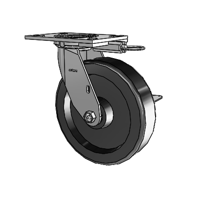 4 Series 2 Inch Wide Top Plate Swivel Caster with 8 x 2 Phenolic Wheel and Side Lock Brake
