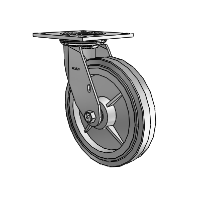 4 Series 1 1/2" Casters Top Plate Swivel Zinc with 8 x 1.5 Performa Rubber (Flat/Grey) Wheel