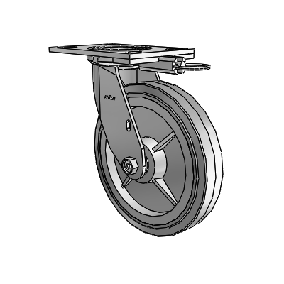 4 Series 1 1/2" Casters Top Plate Swivel Zinc with 8 x 1.5 Performa Rubber (Flat/Grey) Wheel