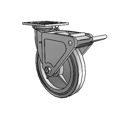 4 Series 1 1/2" Casters Top Plate Swivel Zinc with 8 x 1.5 Performa Rubber (Flat/Grey) Wheel and Tech Lock Brake