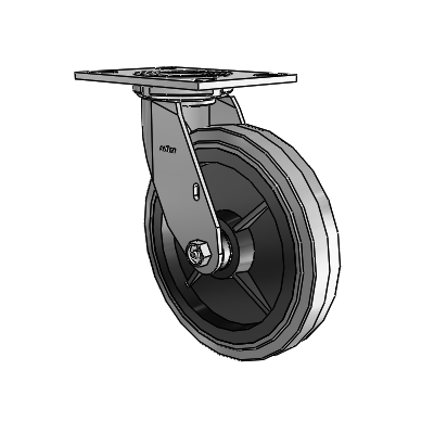 4 Series 1 1/2" Casters Top Plate Swivel Zinc with 8 x 1.5 Performa Rubber (Flat/Conductive) Wheel