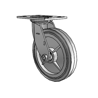 4 Series 1 1/2" Casters Top Plate Swivel Zinc with 8 x 1.5 Performa Rubber (Flat/Grey) Wheel