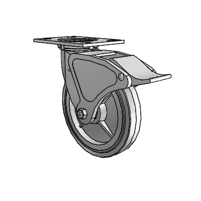 4 Series 1 1/2" Casters Top Plate Swivel Zinc with 8 x 1.5 Performa Rubber (Flat/Grey) Wheel and Total Lock Brake
