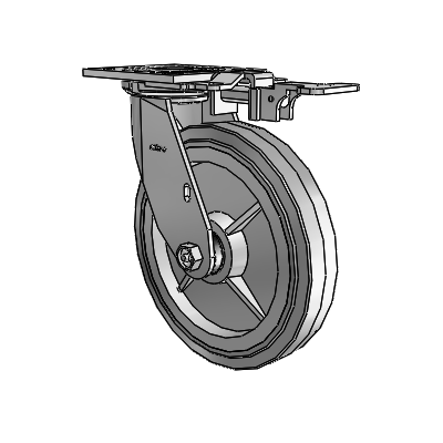 4 Series 1 1/2" Casters Top Plate Swivel Zinc with 8 x 1.5 Performa Rubber (Flat/Grey) Wheel