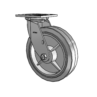4 Series 2 Inch Wide Top Plate Swivel Caster with 8 x 2 Performa Rubber (Flat/Grey) Wheel