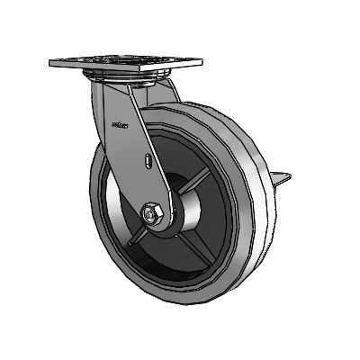 4 Series 2 Inch Wide Top Plate Swivel Caster with 8 x 2 Performa Rubber (Flat/Conductive) Wheel and Side Lock Brake
