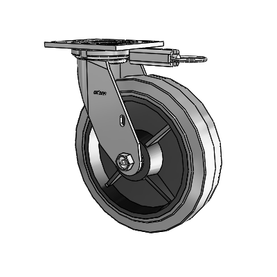 4 Series 2 Inch Wide Top Plate Swivel Caster with 8 x 2 Performa Rubber (Flat/Conductive) Wheel