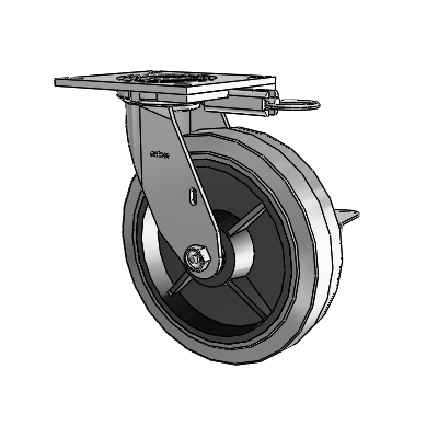 4 Series 2 Inch Wide Top Plate Swivel Caster with 8 x 2 Performa Rubber (Flat/Conductive) Wheel and Side Lock Brake