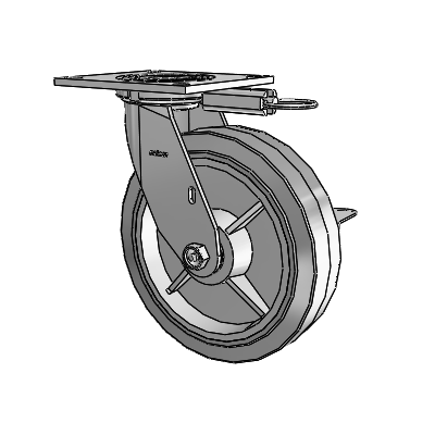 4 Series 2 Inch Wide Top Plate Swivel Caster with 8 x 2 Performa Rubber (Flat/Grey) Wheel and Side Lock Brake