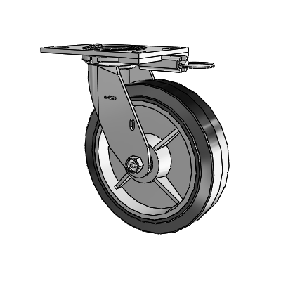 4 Series 2 Inch Wide Top Plate Swivel Caster with 8 x 2 Performa Rubber (Flat/Black) Wheel