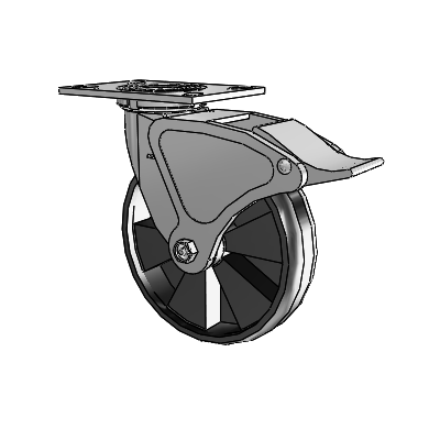 4 Series 2 Inch Wide Top Plate Swivel Caster with 8 x 2 Maxim Wheel and Total Lock Brake
