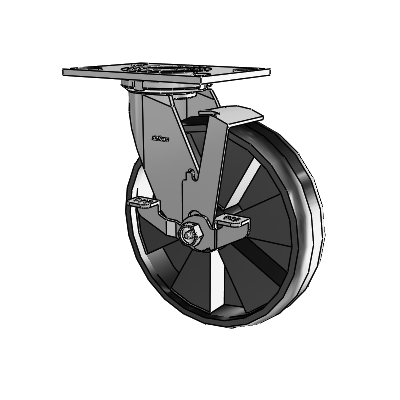 4 Series 2 Inch Wide Top Plate Swivel Caster with 8 x 2 Maxim Wheel and Top Lock Brake