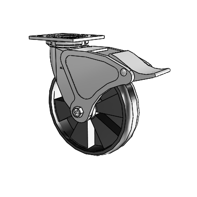 4 Series 2 Inch Wide Top Plate Swivel Caster with 8 x 2 Maxim Wheel and Total Lock Brake