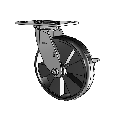 4 Series 2 Inch Wide Top Plate Swivel Caster with 8 x 2 Maxim Wheel and Side Lock Brake