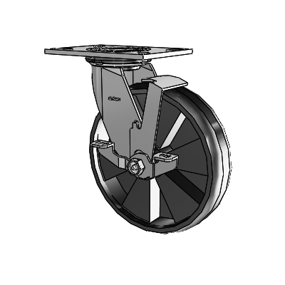 4 Series 2 Inch Wide Top Plate Swivel Caster with 8 x 2 Maxim Wheel and Top Lock Brake