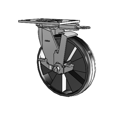 4 Series 2 Inch Wide Top Plate Swivel Caster with 8 x 2 Maxim Wheel and Top Lock Brake