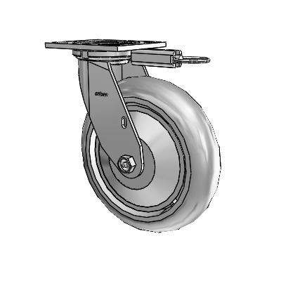 4 Series 2 Inch Wide Top Plate Swivel Caster with 8 x 2 Performa Rubber (Round) Wheel