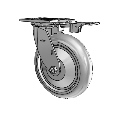 4 Series 2 Inch Wide Top Plate Swivel Caster with 8 x 2 Performa Rubber (Round) Wheel