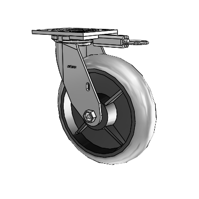 4 Series 2 Inch Wide Top Plate Swivel Caster with 8 x 2 Performa Rubber (Round/Conductive) Wheel