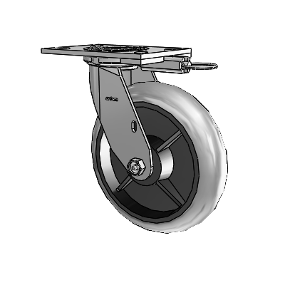 4 Series 2 Inch Wide Top Plate Swivel Caster with 8 x 2 Performa Rubber (Round/Conductive) Wheel