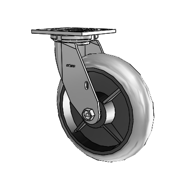4 Series 2 Inch Wide Top Plate Swivel Caster with 8 x 2 Performa Rubber (Round/Conductive) Wheel
