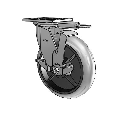 4 Series 2 Inch Wide Top Plate Swivel Caster with 8 x 2 Performa Rubber (Round/Conductive) Wheel and Top Lock Brake