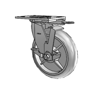 4 Series 2 Inch Wide Top Plate Swivel Caster with 8 x 2 Performa Rubber (Round) Wheel and Top Lock Brake