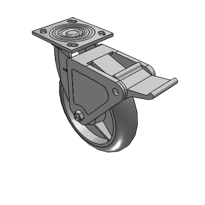 4 Series 2 Inch Wide Top Plate Swivel Caster with 8 x 2 Performa Rubber (Round) Wheel and Tech Lock Brake